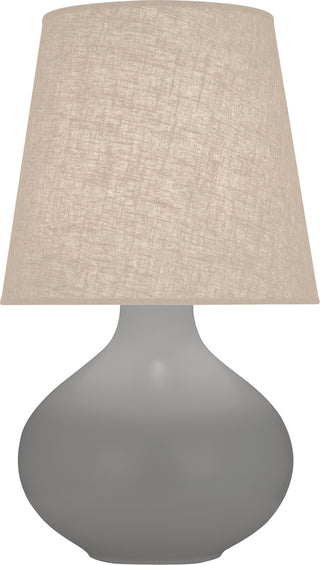 Buy matte-smoky-taupe-glazed-ceramic-with-buff-linen-shade-glass-and-amber-brown-shade June Table Lamp by Robert Abbey