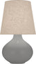 Matte Smoky Taupe Glazed Ceramic with Buff Linen Shade Glass and Amber/Brown Shade