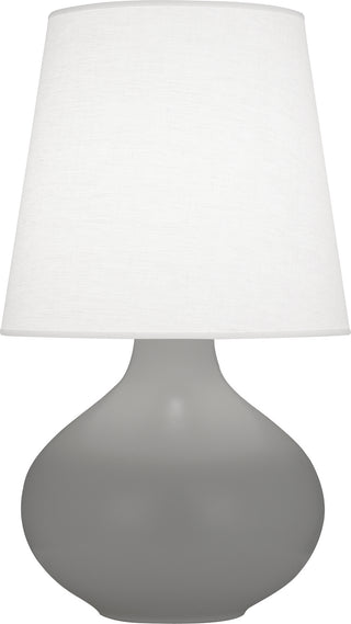Buy matte-smoky-taupe-glazed-ceramic-with-oyster-linen-shade-glass-and-white-shade June Table Lamp by Robert Abbey