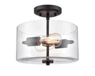 Buy matte-black-with-clear-glass-and-clear-shade Verlana Flush Mount Ceiling Light by Millennium