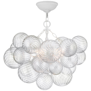 Buy plaster-white-and-clear-swirled-glass-and-clear-textured-shade Talia Outdoor (Damp) Semi-Flush Mount Ceiling Light by Visual Comfort Signature
