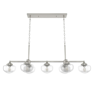 Buy brushed-nickel-with-seeded-glass-and-clear-seedy-shade Saddle Creek Chandelier by Hunter