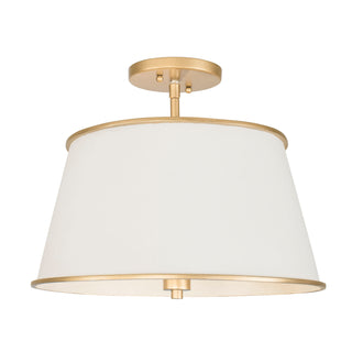 Buy matte-white-french-gold-with-matte-white-with-french-gold-accents-glass-and-white-shade Coco Semi-Flush Mount Ceiling Light by Varaluz