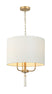 Painted Gold/White Leather with White Leather Shade, Off White Leather Glass and White Shade