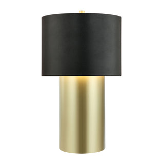 Buy painted-gold-black-leather-with-black-leather-shade-black-color-leather-glass-and-black-shade Secret Agent Table Lamp by Varaluz