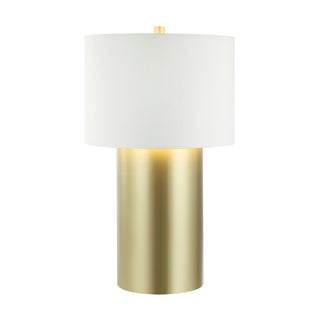 Buy painted-gold-white-leather-with-white-leather-shade-off-white-leather-glass-and-white-shade Secret Agent Table Lamp by Varaluz
