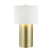 Painted Gold/White Leather with White Leather Shade, Off White Leather Glass and White Shade