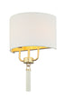 Painted Gold/White Leather with White Leather Shade, Off White Leather Glass and White Shade