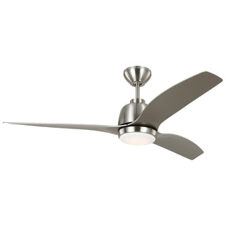 Buy brushed-steel-finish-with-silver-abs-blades Avila Outdoor (Damp) Ceiling Fan with Light by Visual Comfort Fan