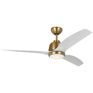 Buy satin-brass-finish-with-matte-white-blades Avila Outdoor (Damp) Ceiling Fan with Light by Visual Comfort Fan