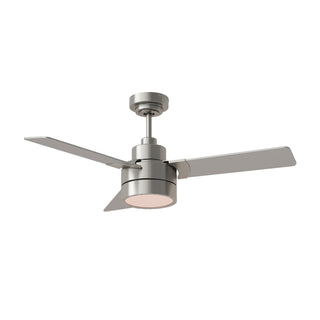 Buy brushed-steel-finish-with-silver-and-reversible-american-walnut-blades Jovie Outdoor (Damp) Ceiling Fan with Light by Generation Lighting