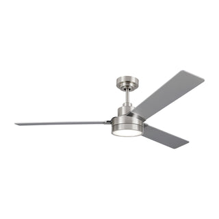 Buy brushed-steel-finish-with-silver-and-reversible-american-walnut-blades Jovie Outdoor (Damp) Ceiling Fan by Generation Lighting