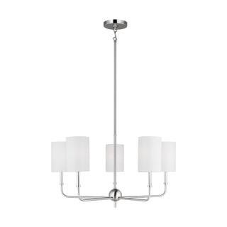 Buy brushed-nickel-with-white-linen-glass-and-white-shade Foxdale Outdoor (Damp) Chandelier by Visual Comfort Studio