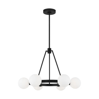 Buy midnight-black-with-milk-glass-and-white-shade Clybourn Outdoor (Damp) Chandelier by Visual Comfort Studio