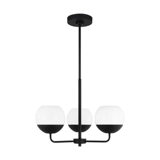Buy midnight-black-with-milk-glass-and-white-shade Alvin Outdoor (Damp) Chandelier by Visual Comfort Studio