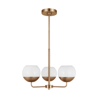 Buy satin-brass-with-milk-glass-and-white-shade Alvin Outdoor (Damp) Chandelier by Visual Comfort Studio