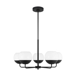 Buy midnight-black-with-milk-glass-and-white-shade Alvin Outdoor (Damp) Chandelier by Visual Comfort Studio