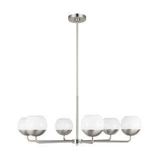 Buy brushed-nickel-with-milk-glass Alvin Outdoor (Damp) Chandelier by Visual Comfort Studio