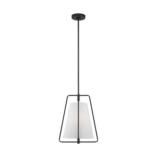 Buy midnight-black-with-white-linen-glass-and-white-shade Allis Outdoor (Damp) Pendant by Visual Comfort Studio