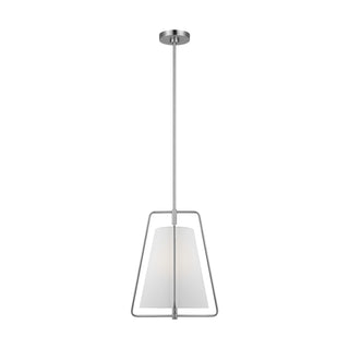 Buy brushed-nickel-with-white-linen-glass-and-white-shade Allis Outdoor (Damp) Pendant by Visual Comfort Studio