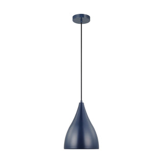 Buy navy-with-navy-glass-and-blue-shade Oden Outdoor (Damp) Pendant by Visual Comfort Studio