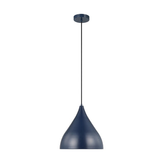 Buy navy-with-navy-glass-and-blue-shade Oden Outdoor (Damp) Pendant by Visual Comfort Studio