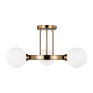 Buy satin-brass-with-milk-glass-and-white-shade Clybourn Outdoor (Damp) Semi-Flush Mount Ceiling Light by Visual Comfort Studio