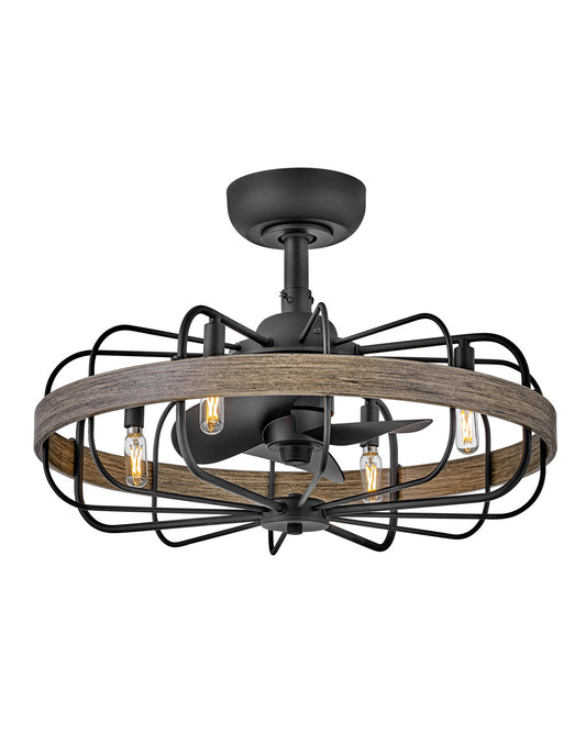 Eli Ceiling Fan with Light by Hinkley – Size: 22.00"L x 22.00"W x 17.75"H – Finish: Matte Black Finish with Matte Black Blades – Light Output: 2700K – Hinkley-905022FMB-LIA