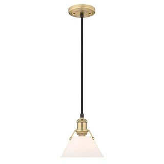 Buy brushed-champagne-brass-with-opal-glass-glass-and-white-shade Orwell Pendant by Golden