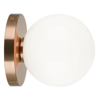 Buy aged-gold-brass-with-opal-glass-glass-and-white-shade Cosmo Outdoor (Damp) Sconce by Matteo Lighting