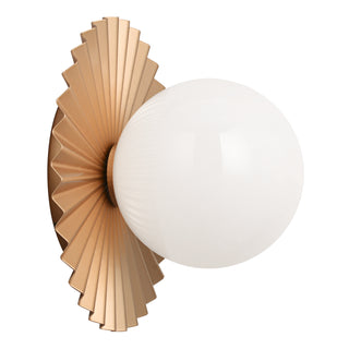 Buy matte-gold-with-opal-glass-glass-and-white-shade Modern Ruff Sconce by Matteo Lighting