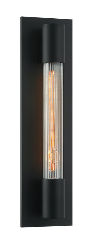 Buy matte-black-with-ribbed-clear-glass-glass Riely Outdoor (Damp) Sconce by Matteo Lighting