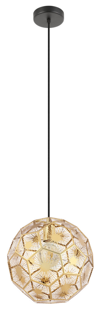 Buy structured-black-with-gold-glass-and-gold-shade Skoura Pendant by Eglo USA