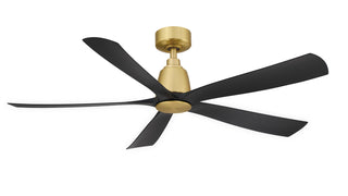 Buy brushed-satin-brass-finish-with-black-blades 3-Blades Kute Outdoor (Damp) Ceiling Fan by Fanimation