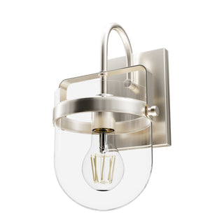 Buy brushed-nickel-with-clear-glass-and-clear-shade Karloff Sconce by Hunter