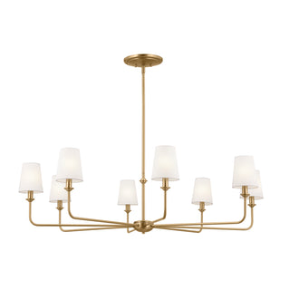 Buy brushed-natural-brass-and-white-shade Pallas Chandelier by Kichler