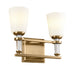 Brushed Natural Brass with Satin Etched Cased Opal Glass and Opal Shade