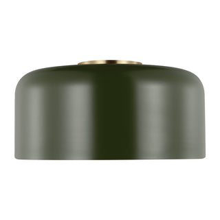 Buy olive-with-olive-glass-and-metal-shade Malone Outdoor (Damp) Flush Mount Ceiling Light by Visual Comfort Studio
