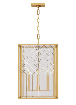 Buy burnished-brass-with-clear-with-diamond-cut-pattern-glass-and-clear-textured-shade Erro Outdoor (Damp) Pendant by Visual Comfort Studio