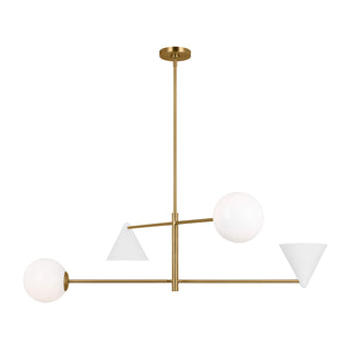 Buy matte-white-and-burnished-brass Cosmo Outdoor (Damp) Chandelier by Visual Comfort Studio