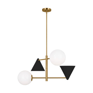 Buy midnight-black-and-burnished-brass-with-milk-white-glass-and-black-white-combo-shade Cosmo Outdoor (Damp) Chandelier by Visual Comfort Studio