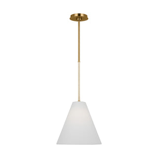 Buy burnished-brass-with-white-linen-glass-and-white-shade Remy Outdoor (Damp) Pendant by Visual Comfort Studio