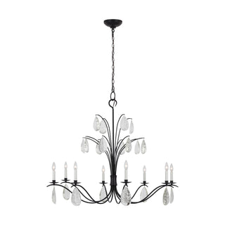 Buy aged-iron-with-textured-crystal-drop-glass Shannon Outdoor (Damp) Chandelier by Visual Comfort Studio