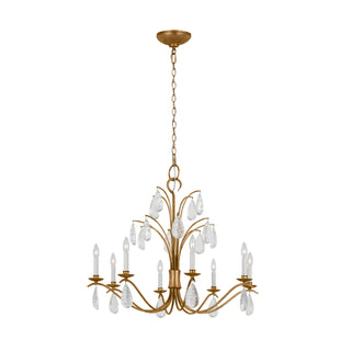 Buy antique-gild-with-textured-crystal-drop-glass Shannon Outdoor (Damp) Chandelier by Visual Comfort Studio