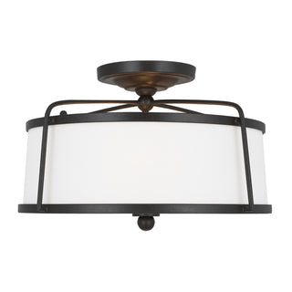 Buy smith-steel-with-silk-print-inside-sand-blast-outside-glass Stonington Outdoor (Damp) Flush Mount Ceiling Light by Visual Comfort Studio