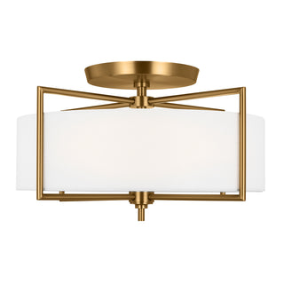 Buy burnished-brass-with-silk-print-inside-sand-blast-outside-glass Perno Outdoor (Damp) Flush Mount Ceiling Light by Visual Comfort Studio