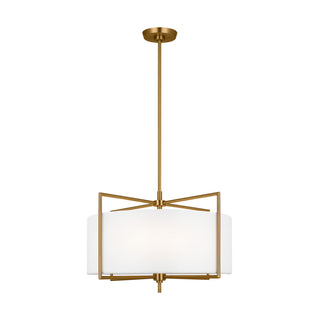 Buy burnished-brass-with-silk-print-inside-sand-blast-outside-glass-and-white-shade Perno Outdoor (Damp) Pendant by Visual Comfort Studio