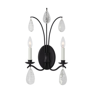 Buy aged-iron-with-textured-crystal-drop-glass Shannon Outdoor (Damp) Sconce by Visual Comfort Studio