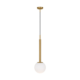 Buy burnished-brass-with-milk-white-glass-and-white-shade Nodes Outdoor (Damp) Pendant by Visual Comfort Studio
