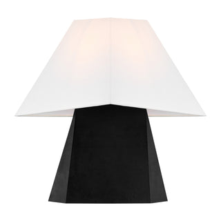 Buy aged-iron-with-white-linen-glass-and-white-shade Herrero Table Accent Lamp by Visual Comfort Studio